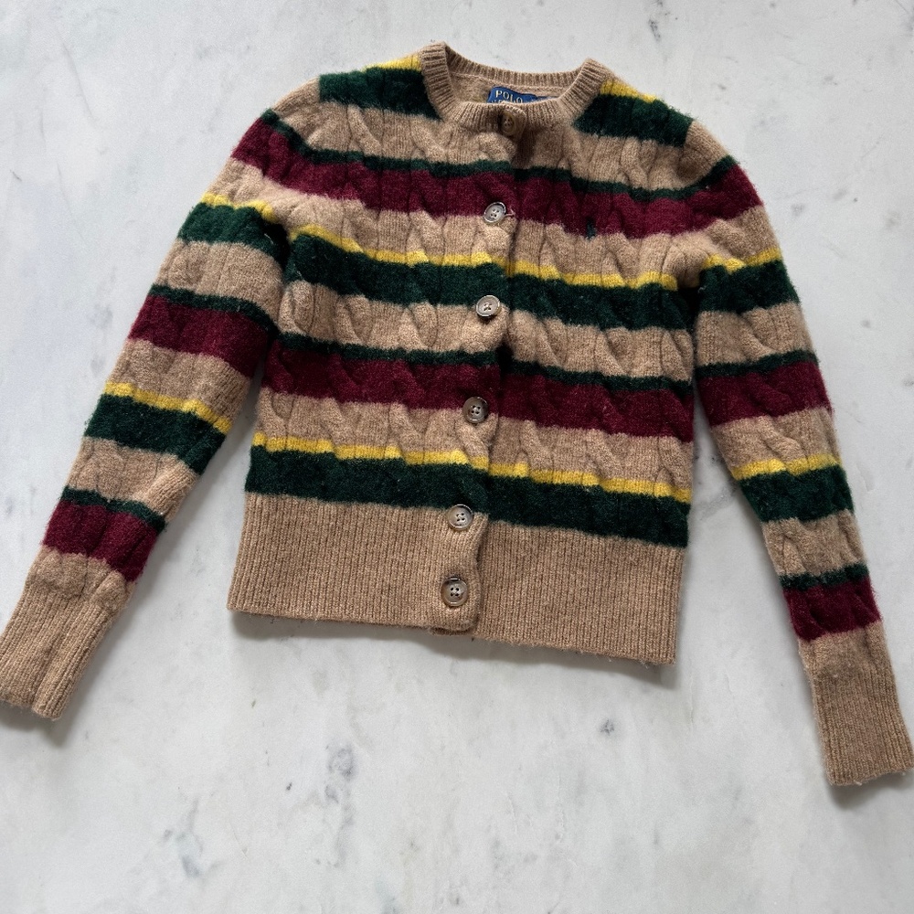 Polo Ralph Lauren Striped Cable-Knit Cardigan